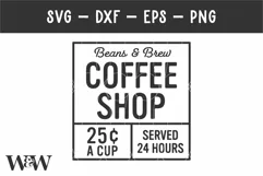 Beans & Brew Coffee Shop SVG | Coffee Sign Cut File Product Image 3