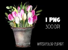 Watercolor tulips clipart.Spring flowers.Sublimation designs Product Image 4