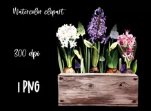 Watercolor spring garden clipart. Spring flowers Sublimation Product Image 3