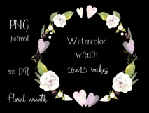 Watercolor valentines wreath clipart. Hearts frame png Product Image 2