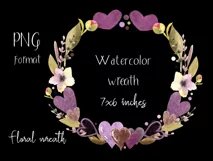 Watercolor valentines wreath clipart. Hearts frame png Product Image 2