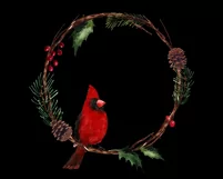 Watercolor Christmas wreath clipart with cardinal bird Product Image 3