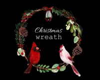 Watercolor Christmas wreath clipart with cardinal birds Product Image 6