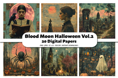 Blood Moon Halloween Vol.2 Digital Paper Pack, 20 PNG &amp; JPEG Product Image 1