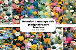Botanical Landscape Vol.1 Seamless Digital Paper, 36 PNG Product Image 1