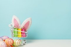Colorful painted Easter egg with shopping cart, bunny ears Product Image 1