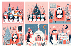 Christmas Penguin Digital Paper Pack, 20 PNG and JPEG Product Image 2