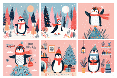 Christmas Penguin Digital Paper Pack, 20 PNG and JPEG Product Image 3