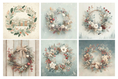 Christmas Wreath Digital Paper Pack, 20 PNG and JPEG Product Image 2