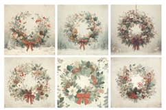 Christmas Wreath Digital Paper Pack, 20 PNG and JPEG Product Image 4