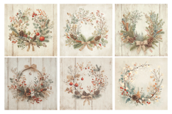 Christmas Wreath Digital Paper Pack vol.2, 20 PNG and JPEG Product Image 2