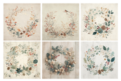 Christmas Wreath Digital Paper Pack vol.2, 20 PNG and JPEG Product Image 3