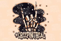 Creepin It Real Sublimation PNG, Retro Halloween Skeleton Product Image 2