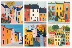 Cute Townhouse Digital Paper Pack, 16 PNG and JPEG images Product Image 2