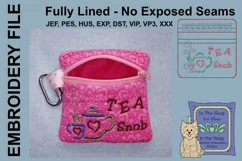 Tea Snob Tea Bag Holder Zipper Bag / Fully Lined, 4X4 HOOP Product Image 2