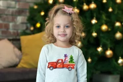 Red Truck. Watercolor Christmas Clipart. Christmas Card. Product Image 2