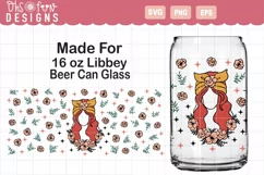 Boho Flowers Girl for Beer Can Glass Seamless Wrap SVG Product Image 1
