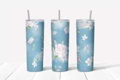 Delicate Flowers sublimation design. Skinny tumbler wrap Product Image 2
