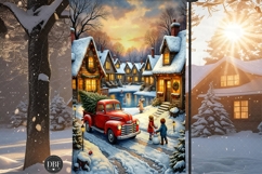 Christmas Village Garden Flag, Sublimation Design Product Image 1