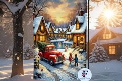 Christmas Village Garden Flag, Sublimation Design Product Image 1