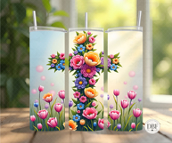 Flowers Cross Skinny Tumbler Wrap Product Image 2