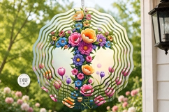 Flowers Cross Wind Spinner, Sublimation Design Product Image 2