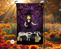 Halloween Brunette Garden Flag, Sublimation Design, PNG Product Image 2