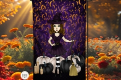 Halloween Brunette Garden Flag, Sublimation Design, PNG Product Image 1