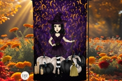 Halloween Witch Garden Flag, Sublimation Design, PNG Product Image 1