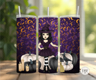 Halloween Witch Skinny Tumbler Wrap, Sublimation Design Product Image 2