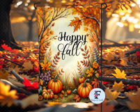 Happy Fall Garden Flag, Sublimation Design Product Image 3