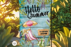 Hello Summer Garden Flag, Sublimation Design Product Image 1