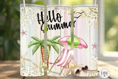 Hello Summer Skinny Tumbler, Sublimation Design, PNG Product Image 1