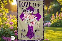 Love One Another Garden Flag, Bible Verse PNG, Sublimation Product Image 1