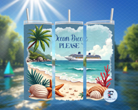 Ocean Breeze Skinny Tumbler Wrap, Sublimation Design Product Image 3