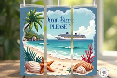 Ocean Breeze Skinny Tumbler Wrap, Sublimation Design Product Image 1
