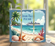 Ocean Breeze Skinny Tumbler Wrap, Sublimation Design Product Image 2