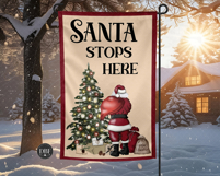 Santa Stops Here Garden Flag, Sublimation Design Product Image 2