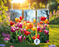Tulips Skinny Tumbler Wrap, Sublimation Design Product Image 2