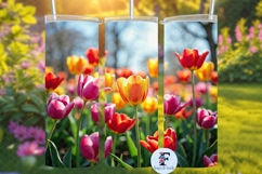 Tulips Skinny Tumbler Wrap, Sublimation Design Product Image 1