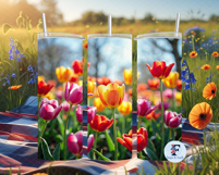 Tulips Skinny Tumbler Wrap, Sublimation Design Product Image 3