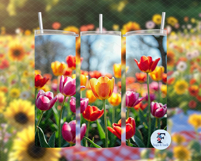 Tulips Skinny Tumbler Wrap, Sublimation Design Product Image 4