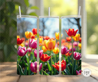 Tulips Skinny Tumbler Wrap, Sublimation Design Product Image 2