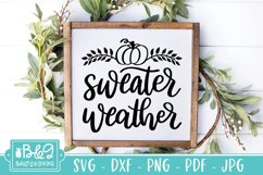 Sweater Weather SVG, Cute Autumn Hand Lettered Cut File Product Image 4