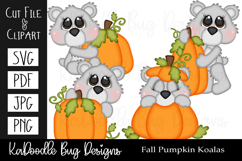 Fall Pumpkin Koala Bears SVG PDF Cut File, Clipart PNG JPEG Product Image 1