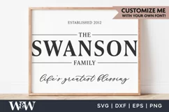Family Last Name Sign SVG | Life's Greatest Blessing SVG Product Image 1