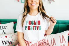 Feelin Festive SVG |Retro Christmas Shirt SVG Product Image 4