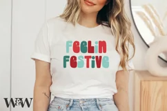 Feelin Festive SVG |Retro Christmas Shirt SVG Product Image 5