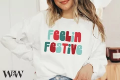 Feelin Festive SVG |Retro Christmas Shirt SVG Product Image 3