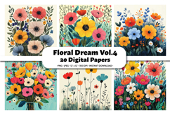Floral Dream Vol.4 Digital Paper, 20 PNG &amp; JPEG Product Image 1